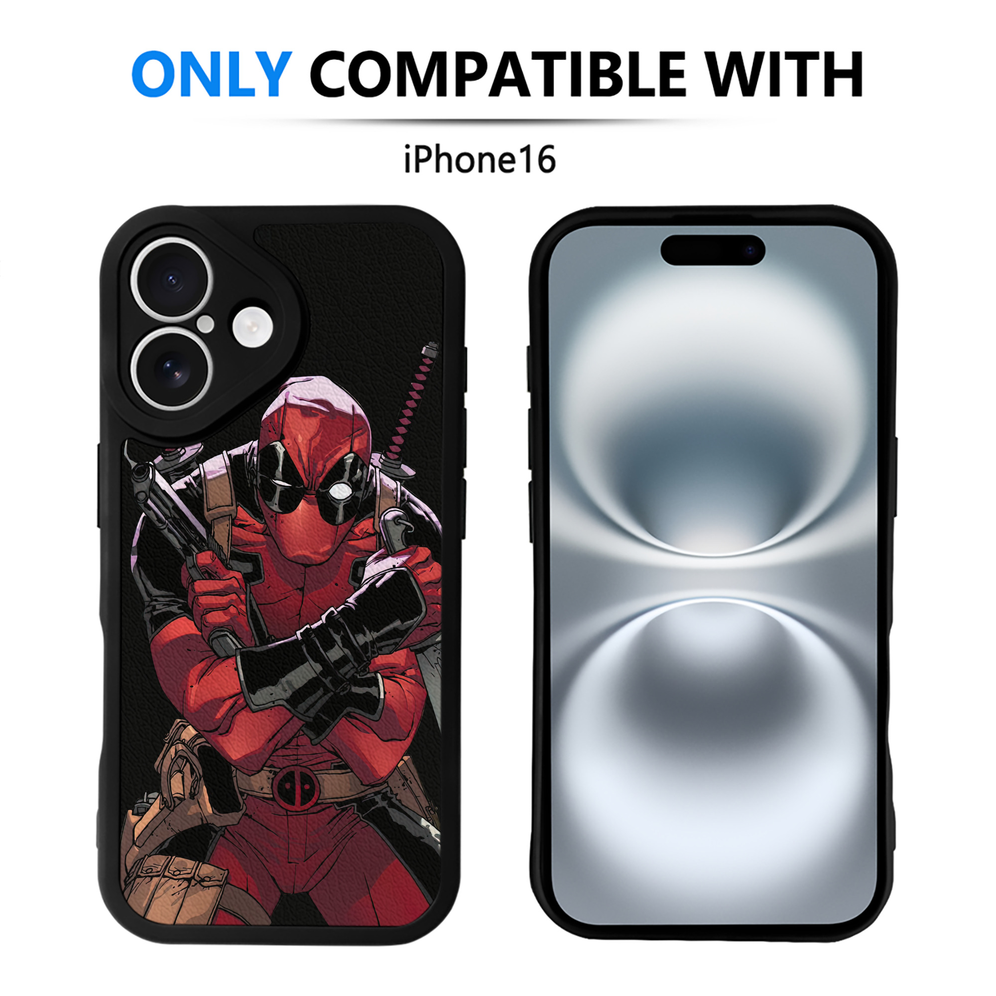 （画像用） Deadpool デッドプール 【iPhone 16シリーズ対応】シリコンスマホケース（レザー調） 材質：シリコン